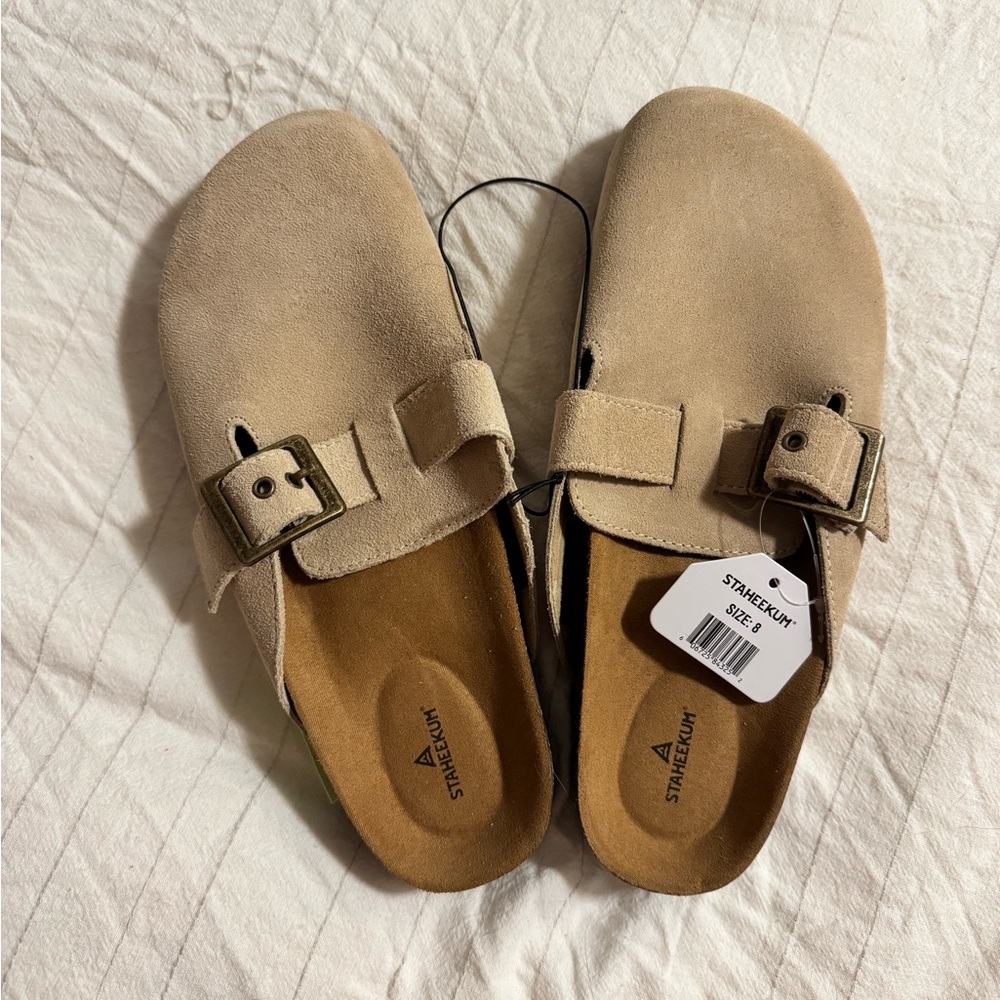 Staheekum Beige Suede Slip-On Shoes